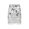 Rabanne Round Sequin Silver Polyester Mini Skirt In Silver