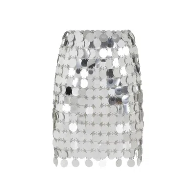 RABANNE ROUND SEQUIN SILVER POLYESTER MINI SKIRT