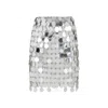 Rabanne Round Sequin Silver Polyester Mini Skirt In White
