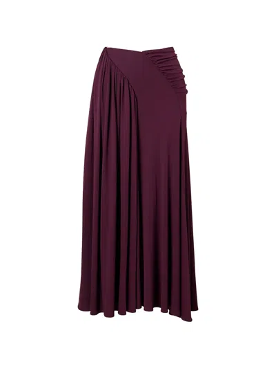Rabanne Gathered Stretch-jersey Midi Skirt In Burgundy