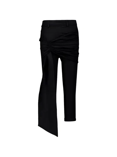 Rabanne Ruched Draped-panel Trousers In Black