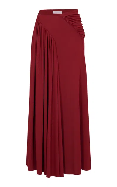 Rabanne Ruched Jersey Maxi Skirt In Red