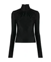 Rabanne Ruched Long-sleeved Jersey Top In Black