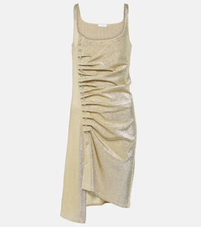 Rabanne Ruched Lurex Minidress In Silver Gold