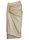 Rabanne Ruched-detailing Asymmetric Midi Skirt In Gold
