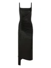 Rabanne Leather Asymmetric Short Dress In Black