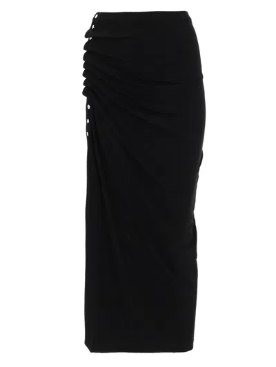 Rabanne Ruched Midi Skirt In Black