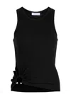 Rabanne Embellished Gathered Ribbed Stretch-cotton Jersey Tank In Black