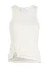Rabanne Ring-detail Cotton-blend Jersey Tank Top In White