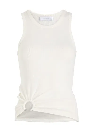 RABANNE RABANNE RUCHED RIBBED STRETCH-COTTON TANK