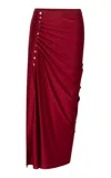 Rabanne Gathered Jersey Midi Skirt In Scarlet Red In Red