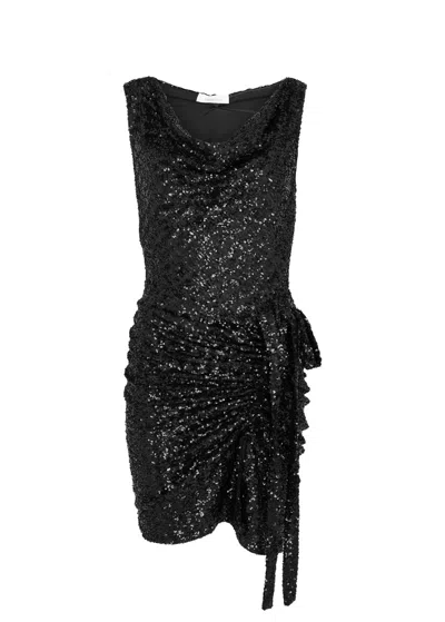 Rabanne Ruched Sequin Mini Dress In Black