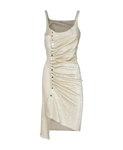 RABANNE PACO RABANNE RUCHED SCOOP NECK MINI DRESS