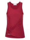 Rabanne Womens Ruby Red Ring Ruched Stretch-jersey Top