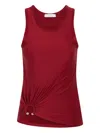 Rabanne Womens Ruby Red Ring Ruched Stretch-jersey Top