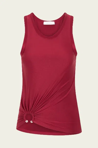 Rabanne Ruched Sleeveless Top In Ruby Red In Pink