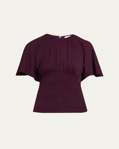 Rabanne Ruched Stretch Jersey Batwing Top In Brown