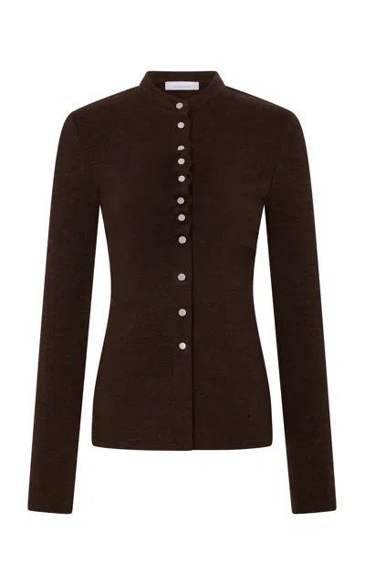 Rabanne Ruched Wool-blend Top In Brown