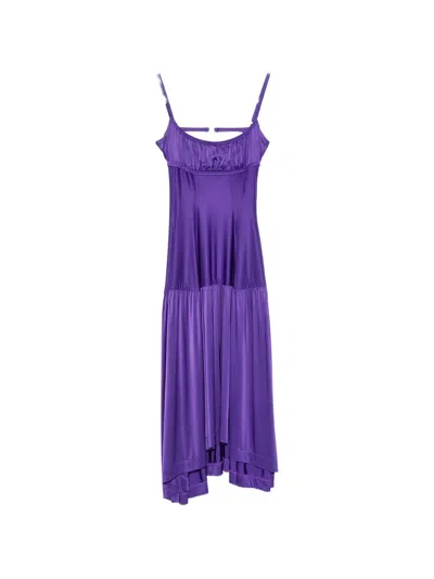 Rabanne Ruched-bodice Asymmetric Dress In Purple