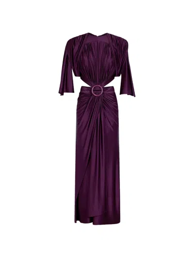 Rabanne Ruched-detail Maxi Dress In Purple