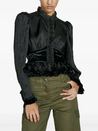 Rabanne Ruffle-detail Shirt In Black
