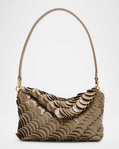 Rabanne Sac A Main Croc-embossed Disk Link Shoulder Bag