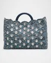 Rabanne Sac A Main Denim Raffia Tote Bag
