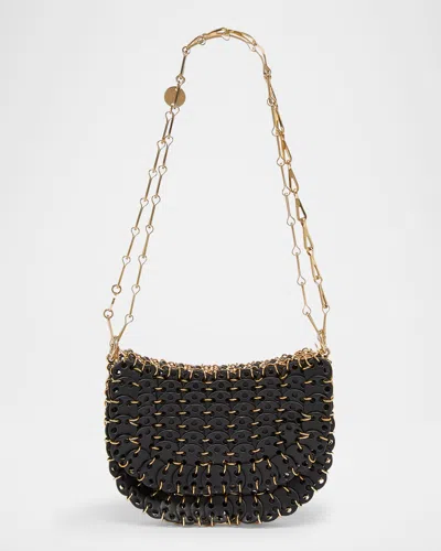 Rabanne Sac A Main Disc-link Leather Shoulder Bag In Black/gold