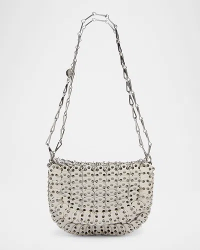 Rabanne Sac A Main Disc-link Leather Shoulder Bag In Cream/silver