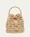 Rabanne Beige Shoulder Bag With Removable Shoulder Strap In Raphia Woman In Gold
