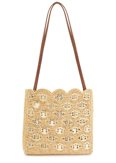 Rabanne Sac A Main Embellished Raffia Shoulder Bag In Brown