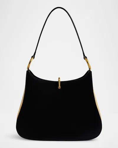 Rabanne Sac A Main Leather Ring Medium Shoulder Bag In Black