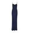 Rabanne Chain Strap Satin Finish Floor-length Dress In Navy