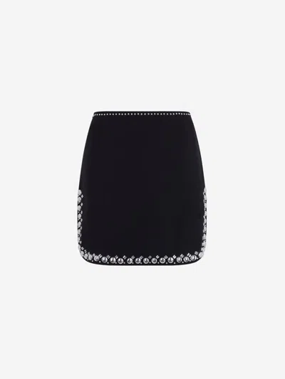 Rabanne Satin Mini Skirt In Black