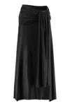 Rabanne Draped Satin Midi Skirt With High Waist