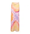 Rabanne Chainmail-embellished Tie-dyed Satin Maxi Skirt In Orange