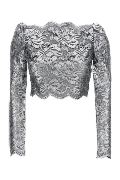 RABANNE RABANNE SCALLOPED EDGE GREY TOP