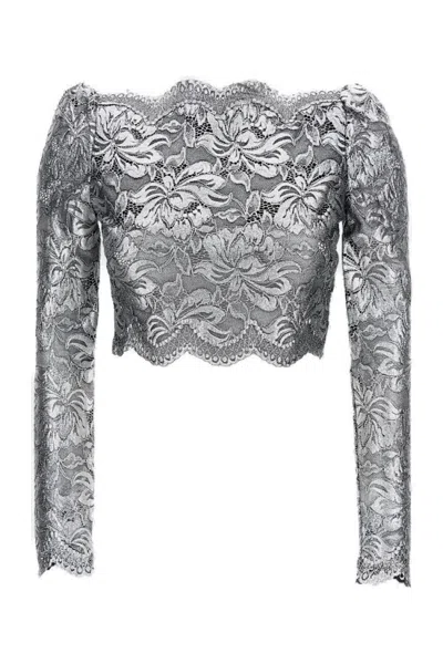 RABANNE SCALLOPED EDGE GREY TOP