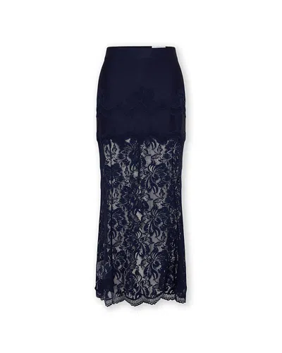 Rabanne Scalloped Lace Skirt In Blue