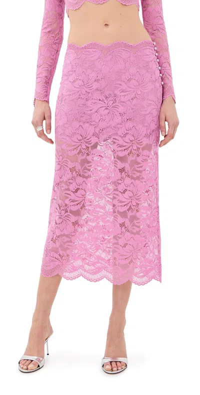 Rabanne Scalloped Lace Skirt Camelia Pink