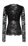 Rabanne Scalloped Stretch-lace Cutout Top In Black