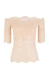 Rabanne Scalloped Stretch-lace Sequined Top In Neutral