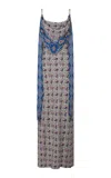 Rabanne Scarf-detailed Crepe Maxi Dress In Gray