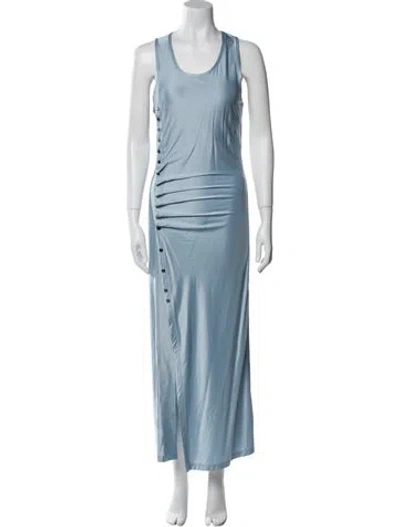 Pre-owned Rabanne Scoop Neck Long Dress In Blue