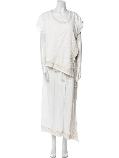 Pre-owned Rabanne Scoop Neck Long Dress In White