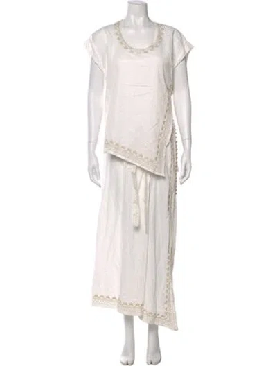 Pre-owned Rabanne Scoop Neck Long Dress In White