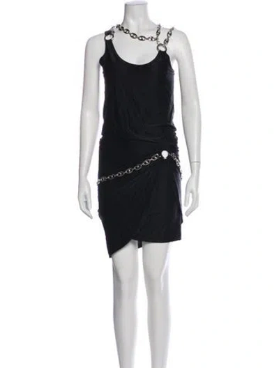 Pre-owned Rabanne Scoop Neck Mini Dress W/ Tags In Black