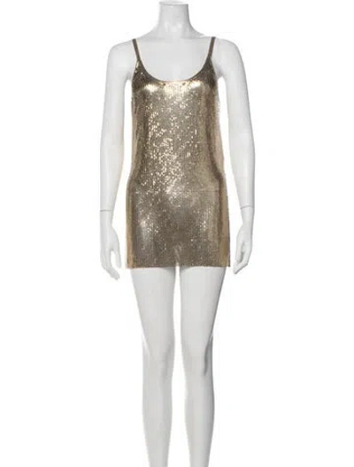Pre-owned Rabanne Scoop Neck Mini Dress W/ Tags In Grey/metallic