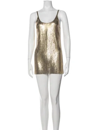 Pre-owned Rabanne Scoop Neck Mini Dress W/ Tags In Grey/metallic