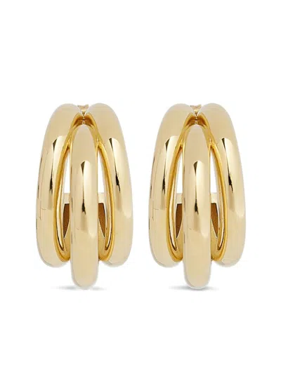 Rabanne Sculptural Brass Hoops Earrings In Gold